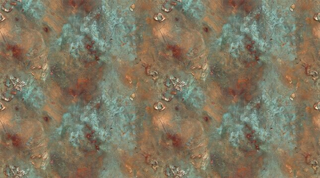 Seamless oxidized metal grunge texture featuring layered rust, natural patina, fine corrosion marks, mineral deposits, microscopic scratches, and weathered industrial surface details. Suitable for bac