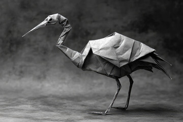 Obraz premium Elegant Origami Crane Rendered in Timeless Minimal Design