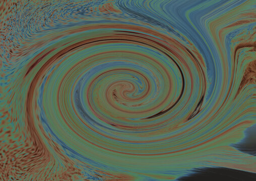 Abstract backdrop with orange green blue spiral
