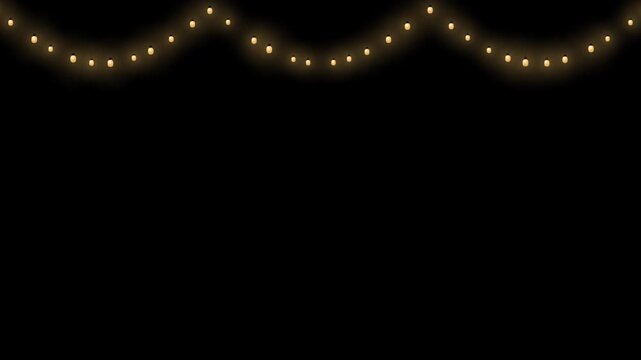 Golden Christmas Garland Lights 4K Seamless Loop with Alpha Channel	