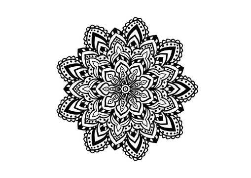 Coloring Mandala Art Simple Graphic Shape Vector Floral Oriental Outline Vintage Decorative Elements Pattern Illustration Leaf Flower
