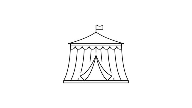 Circus Tent Animated Icon With Alpha Channel. Entertainment, Festival, And Event Venue Motion Graphic. Big Top, Carnival, And Performance Space. On Transparent Background