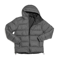 Classic men casual jacket or windbreaker, shown flat or on a hanger, isolated on a white background. Stylish outerwear for spring or autumn fashion concepts. © stas_malyarevsky