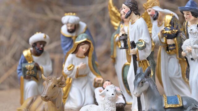 miniature Christmas Nativity scene figurines
