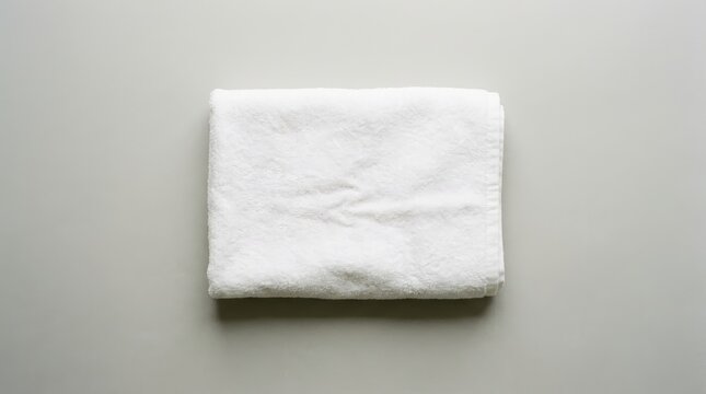 A single white cotton pad is neatly folded on a plain gray background.