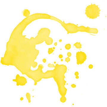 Yellow paint splash with dripping brush grunge texture