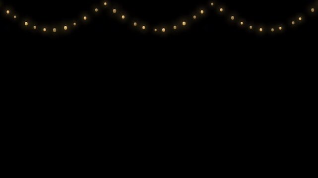 Golden Christmas Garland Lights 4K Seamless Loop with Alpha Channel	