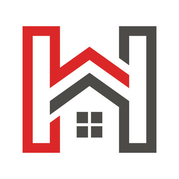 Abstract vector logo combines house and the letter H logo design