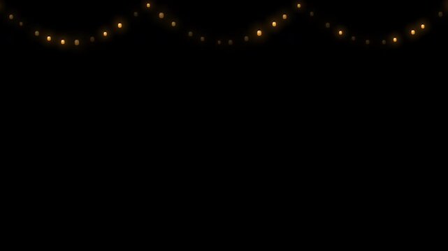 Golden Christmas Garland Lights 4K Seamless Loop with Alpha Channel	