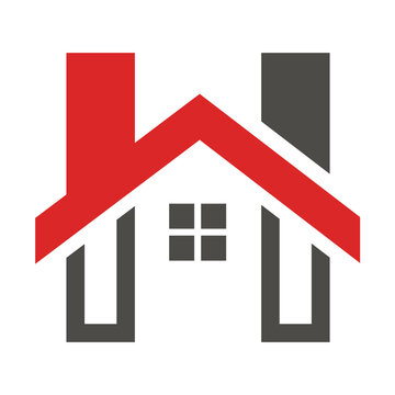 Abstract vector logo combines house and the letter H logo design