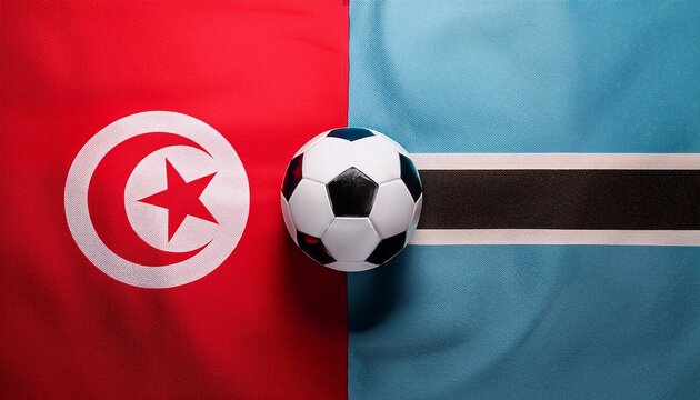 soccer ball between Tunisia flag and Botswana flag