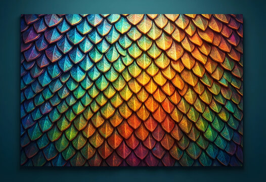 Fantasy texture and dragon scales, iridescent reptile skin pattern with rainbow gradient colors for creative background design and abstract surface art