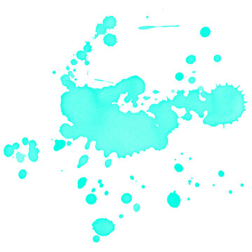 Blue paint splash with dripping brush grunge texture