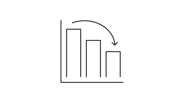 Bar Chart Decline Animated Icon With Alpha Channel. Business Performance, Financial Loss, And Economic Downturn Motion Graphic. Data Analysis And Market Trends. On Transparent Background
