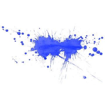 Blue paint splash with dripping brush grunge texture