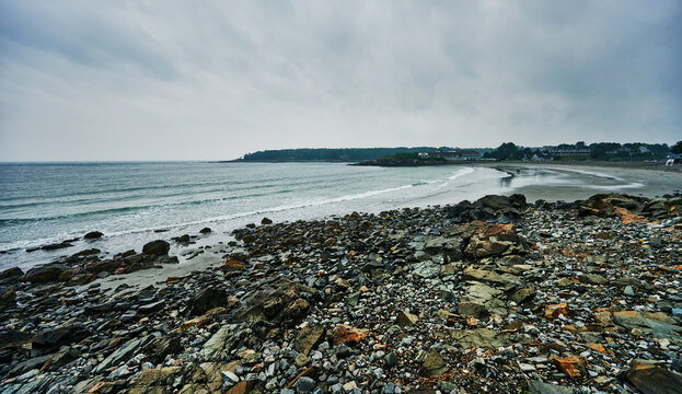 Beach and coastline of York, Maine, New England, United States