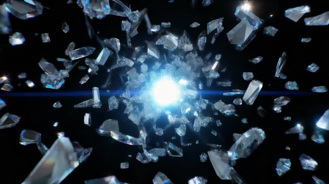 Abstract three dimensional render of sharp glowing blue crystal structures forming a spike sphere against a dark background geometric spikes mineral jewel