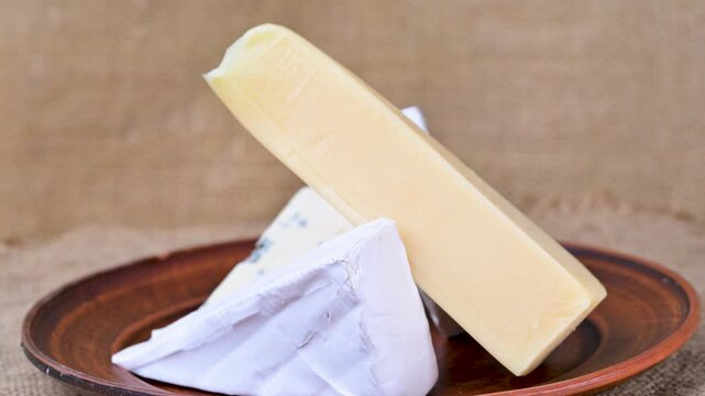 cheese mix featuring Parmesan, Brie, blue cheese, and Camembert.