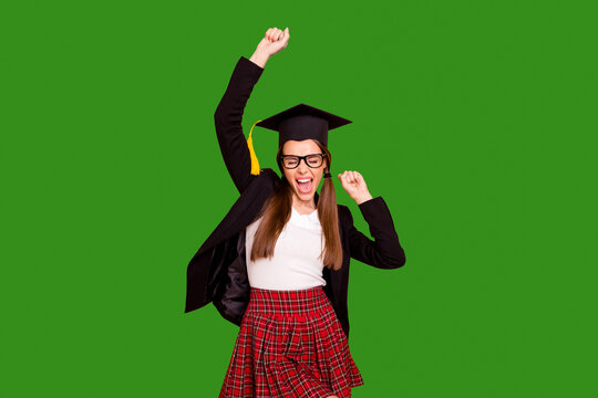 Portrait of delighted thrilled millennial cute youth raise fists scream yes yeah eyewear eyeglasses pullover checked plaid tails sweater isolated yellow background black jacket blazers