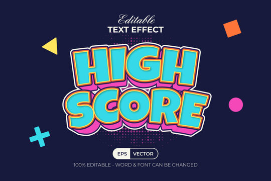 Editable Game Title Text Effect Fun 3D Curved Style.