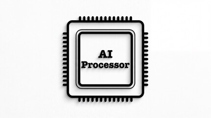 Fototapeta premium AI processor microchip icon on white background