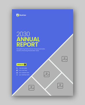 Brochure cover or annual report flyer design template for corporate business agency
