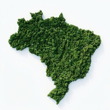 Map of brazil shaped like a dense green forest isolated on white background