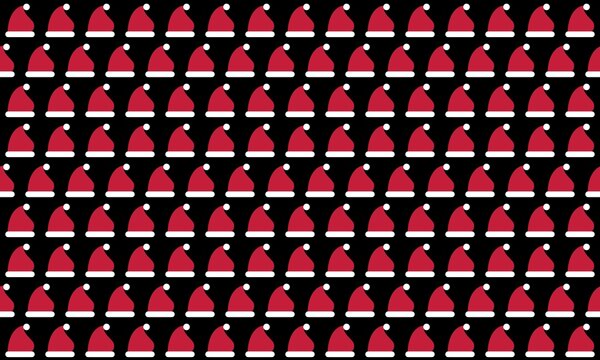 Festive Red Christmas Santa Hat Pattern Background For Holiday Celebration