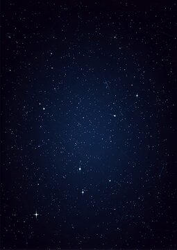 Deep blue starry night sky background featuring bright constellations and distant star clusters