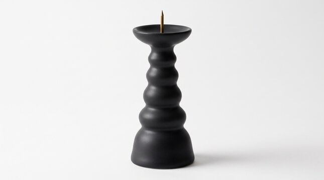 黒磁の仏具用ローソク立て 白背景