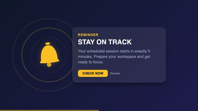 Productivity Reminder Notification With Bell Icon and Scheduled Session Alert