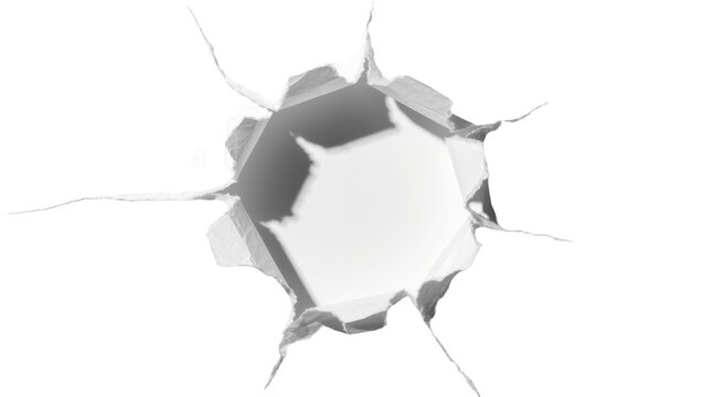 Torn paper hole with jagged edges, isolated on transparent background
