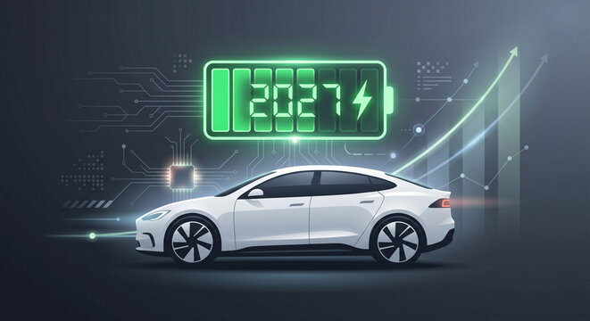Electric Car Vision 2027 Sustainable Future Mobility with Green Energy Innovation.