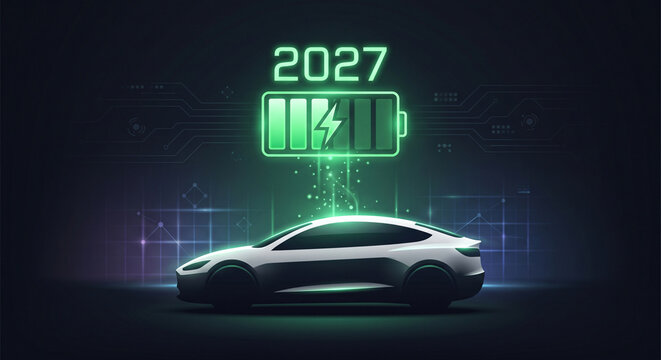 Electric Car Vision 2027 Sustainable Future Mobility with Green Energy Innovation.