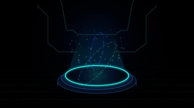 Abstract Digital Sci-Fi Teleporter and Energy Pad Loop