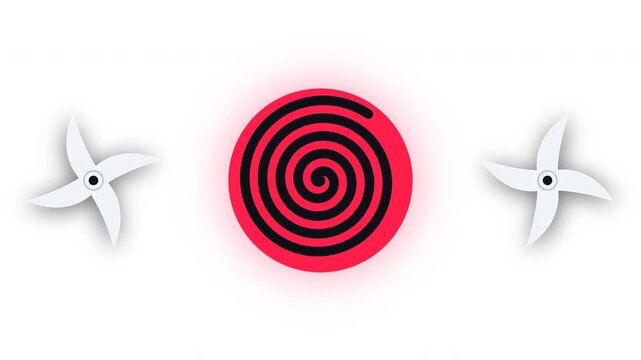 Ninja background with spinning shuriken and red spiral patterns