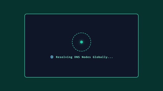 Futuristic digital interface showing global dns node resolving process