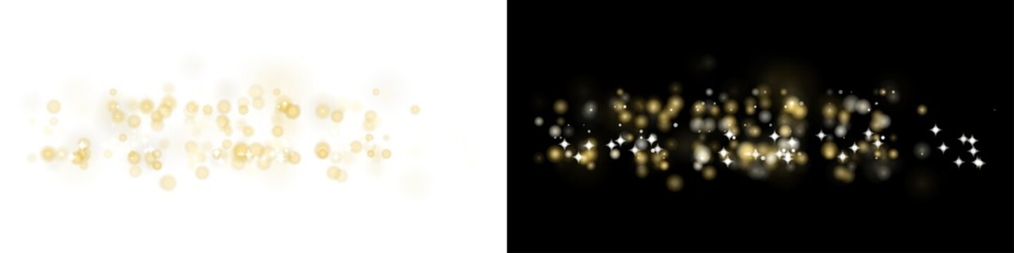 Golden Bokeh Sparkle Glow Effects Collection with Soft Light Particles isolated transparent background