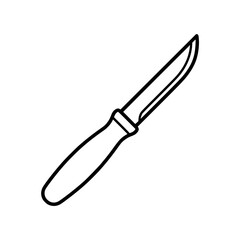 Fototapeta premium Simple Outline Drawing of a Kitchen Knife on a White Background.