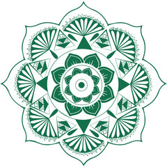 Circular Green Floral Mandala Art Vector © CAN354