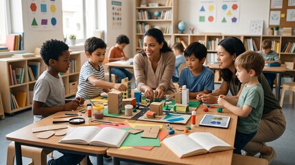 Fototapeta premium Collaborative Classroom Learning Activity