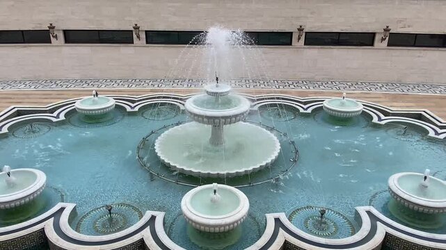Moroccan style fountain with fine colorful mosaic tiles 