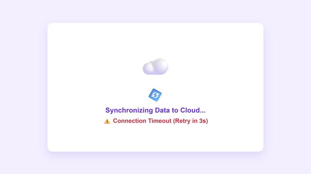 Multiple data synchronization timeout error screens with system glitch