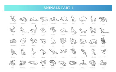 Fototapeta premium Animal icons. Birds vector collection