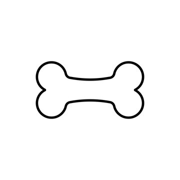 Dog bone icon outline design in black color for pet food branding elements creates simple vector graphics for your creative animal related design project needs.