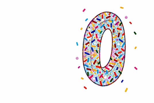 Colorful Confetti Zero Number Illustration Design.
