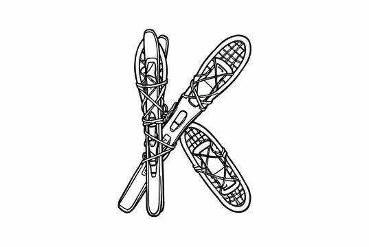 Crossed Ski Illustration.
