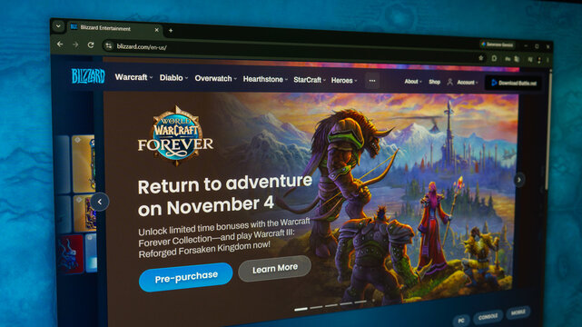 DNIPRO, UKRAINE - 09.16.2026: Battle.net application displaying World of Warcraft game launcher page and cinematic trailer thumbnai