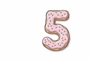 Fototapeta premium Pink Frosted Number Five Illustration.