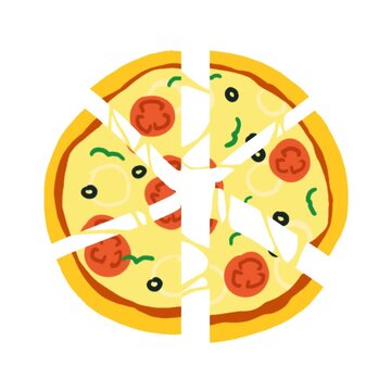 illustration of a pizza with vegetables